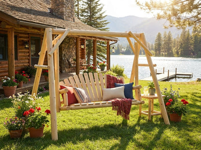 Rustic Log Swing Set