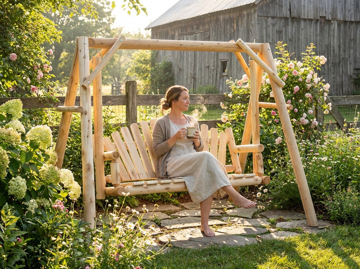 Rustic Log Swing Set
