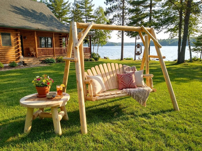Rustic Log Swing Set