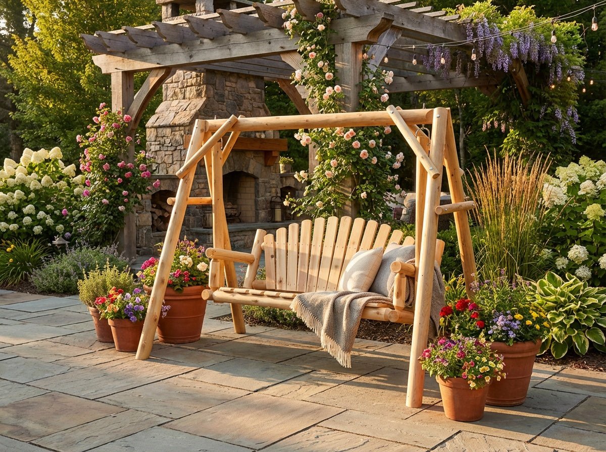 Rustic Log Swing Set