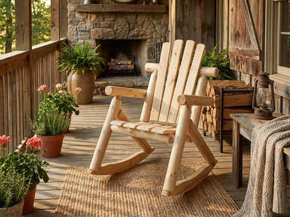 Rustic Outdoor Log Rocking Chair