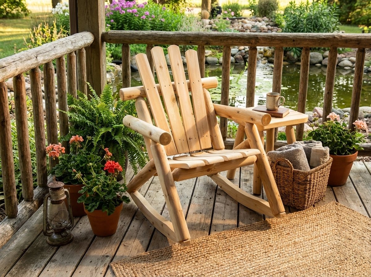 Rustic Outdoor Log Rocking Chair