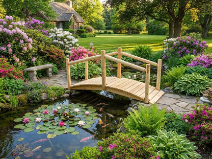 Rustic Wooden Garden Bridge