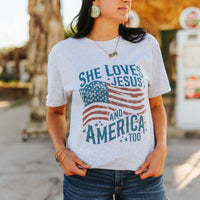 She Loves Jesus & America Graphic Tee