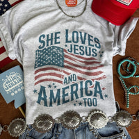 She Loves Jesus & America Graphic Tee