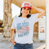 She Loves Jesus & America Graphic Tee
