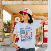 She Loves Jesus & America Graphic Tee