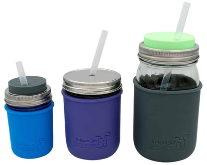 Medium 7 1/4" Silicone Reusable Straws for Pint Mason Jars 8 Pack