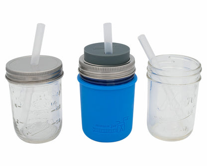 Short 5 3/4" Silicone Reusable Straws for Half Pint Mason Jars 10 Pack