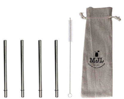 Short 5 3/4" Safer Rounded End Stainless Steel Straw for Half Pint Mason Jars