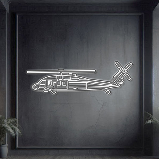 UH-60 Black Hawk Metal Neon Aircraft Wall Art - NCN0067