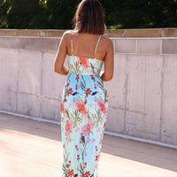 Silky Blue Multi Floral Print Maxi Dress - FINAL SALE