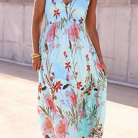 Silky Blue Multi Floral Print Maxi Dress - FINAL SALE