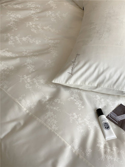 Silky Floral Bedding Set / Snow White