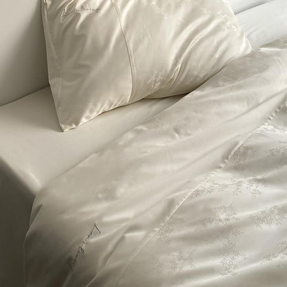 Silky Floral Bedding Set / Snow White