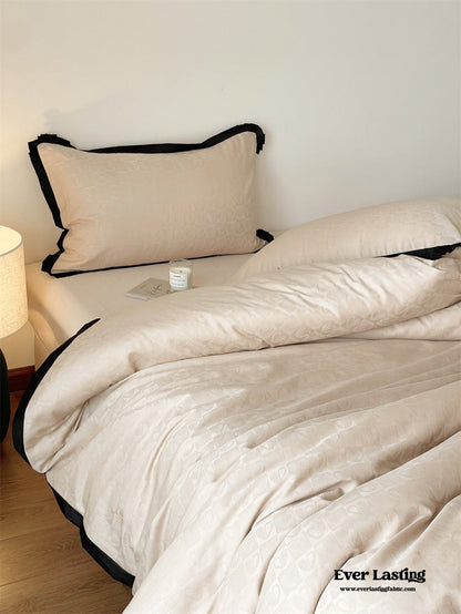 Silky Luxury Heart Textured Bedding Set / Beige