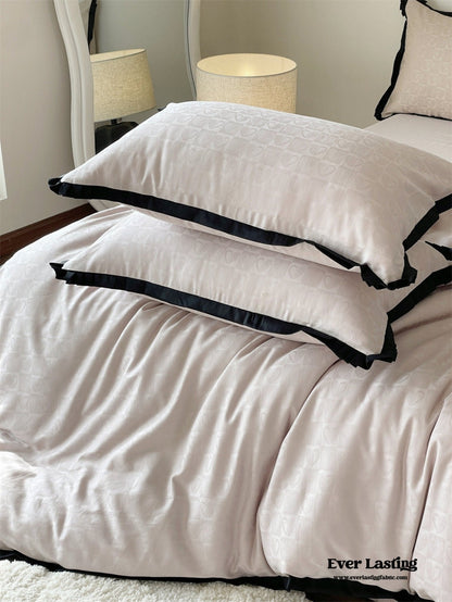 Silky Luxury Heart Textured Bedding Set / Beige