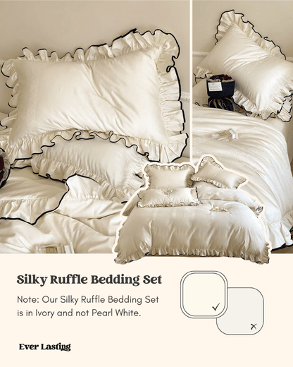 Silky Ruffle Bedding Set / Rust Pink