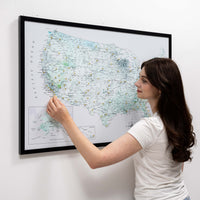 Wooden Canvas USA Map - Sky Blue