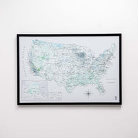 Wooden Canvas USA Map - Sky Blue