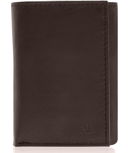 Genuine Leather Slim Trifold Wallet – ID Window, RFID Blocking