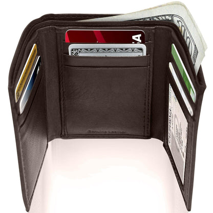 Genuine Leather Slim Trifold Wallet – ID Window, RFID Blocking