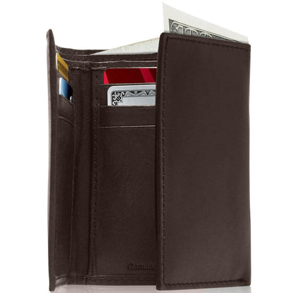 Genuine Leather Slim Trifold Wallet – ID Window, RFID Blocking