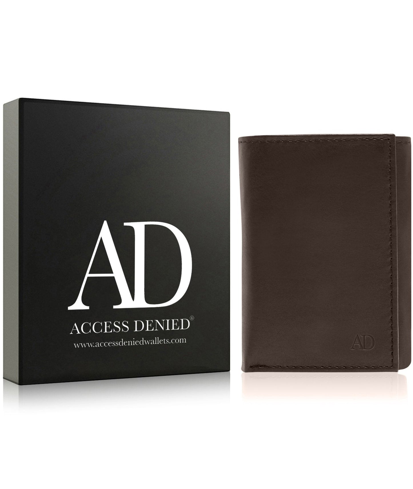 Genuine Leather Slim Trifold Wallet – ID Window, RFID Blocking