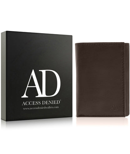 Genuine Leather Slim Trifold Wallet – ID Window, RFID Blocking