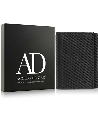 Genuine Leather Slim Trifold Wallet – ID Window, RFID Blocking