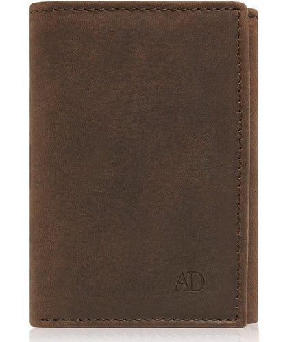Genuine Leather Slim Trifold Wallet – ID Window, RFID Blocking