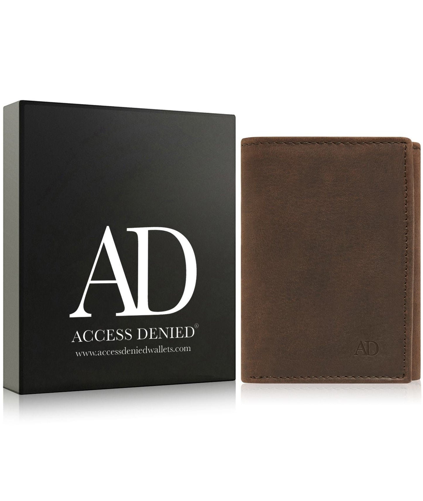 Genuine Leather Slim Trifold Wallet – ID Window, RFID Blocking