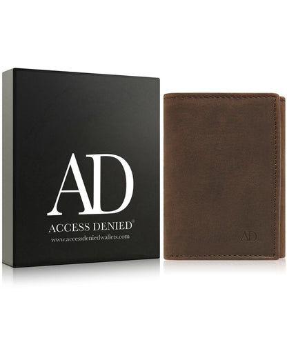 Genuine Leather Slim Trifold Wallet – ID Window, RFID Blocking