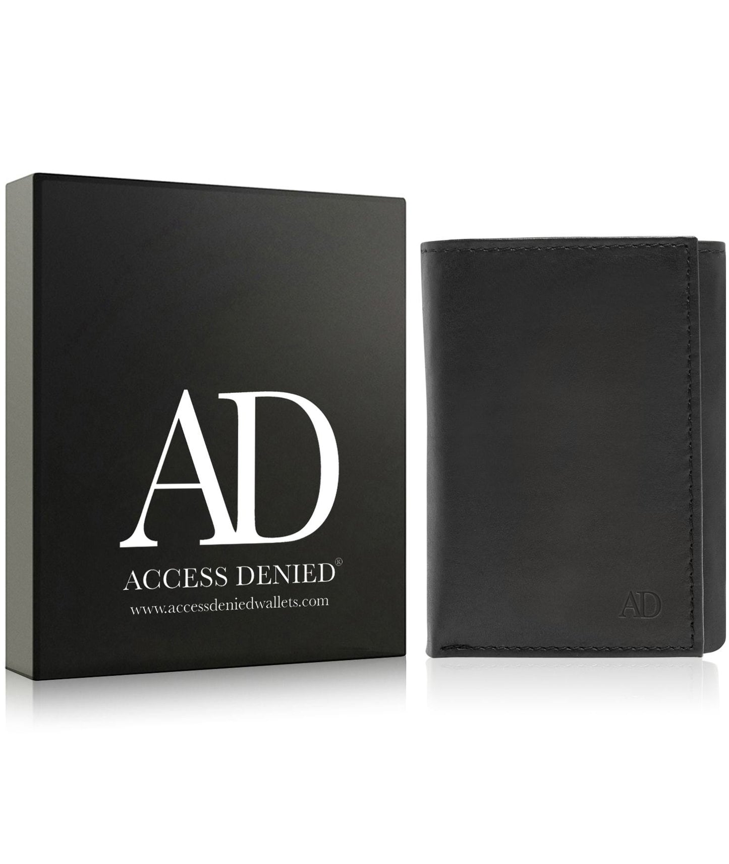 Genuine Leather Slim Trifold Wallet – ID Window, RFID Blocking