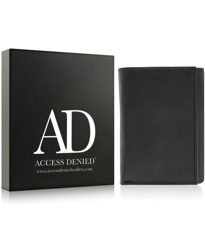 Genuine Leather Slim Trifold Wallet – ID Window, RFID Blocking
