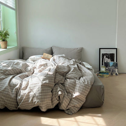 Soft Blend Plaid Bedding Set / Blue