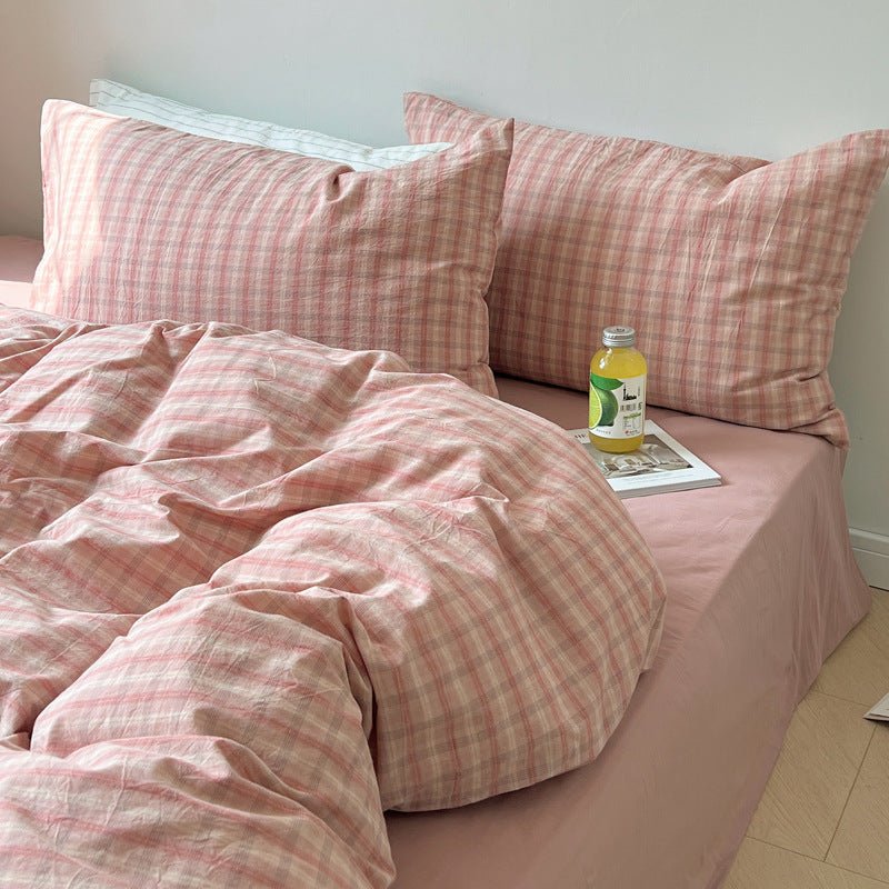 Soft Blend Plaid Bedding Set / Blue
