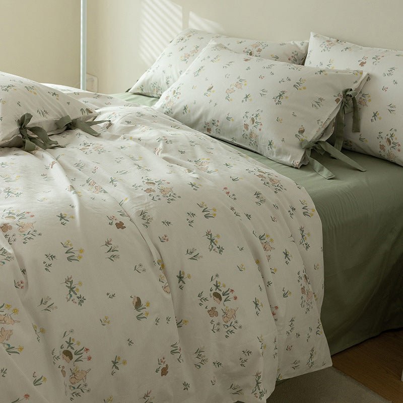 Soft Cottage Blue Ribbon Bedding Set / Blue