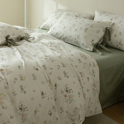 Soft Cottage Blue Ribbon Bedding Set / Blue
