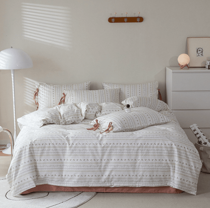 Soft Cottage Blue Ribbon Bedding Set / Blue