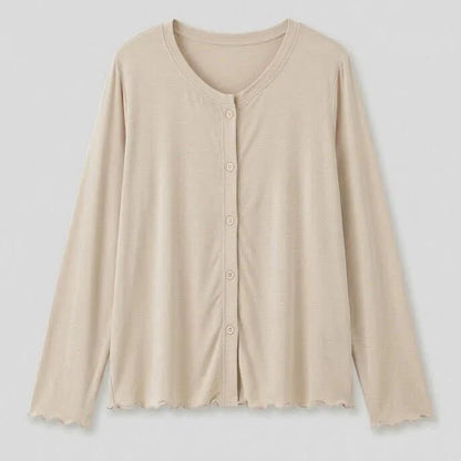 Solid Ruffle V Tank and Long Pants with Cardigan Modal Pajama Set