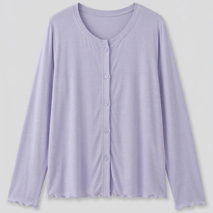 Solid Ruffle V Tank and Long Pants with Cardigan Modal Pajama Set