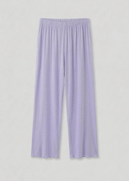 Solid Ruffle V Tank and Long Pants with Cardigan Modal Pajama Set