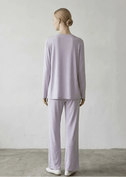 Solid Ruffle V Tank and Long Pants with Cardigan Modal Pajama Set