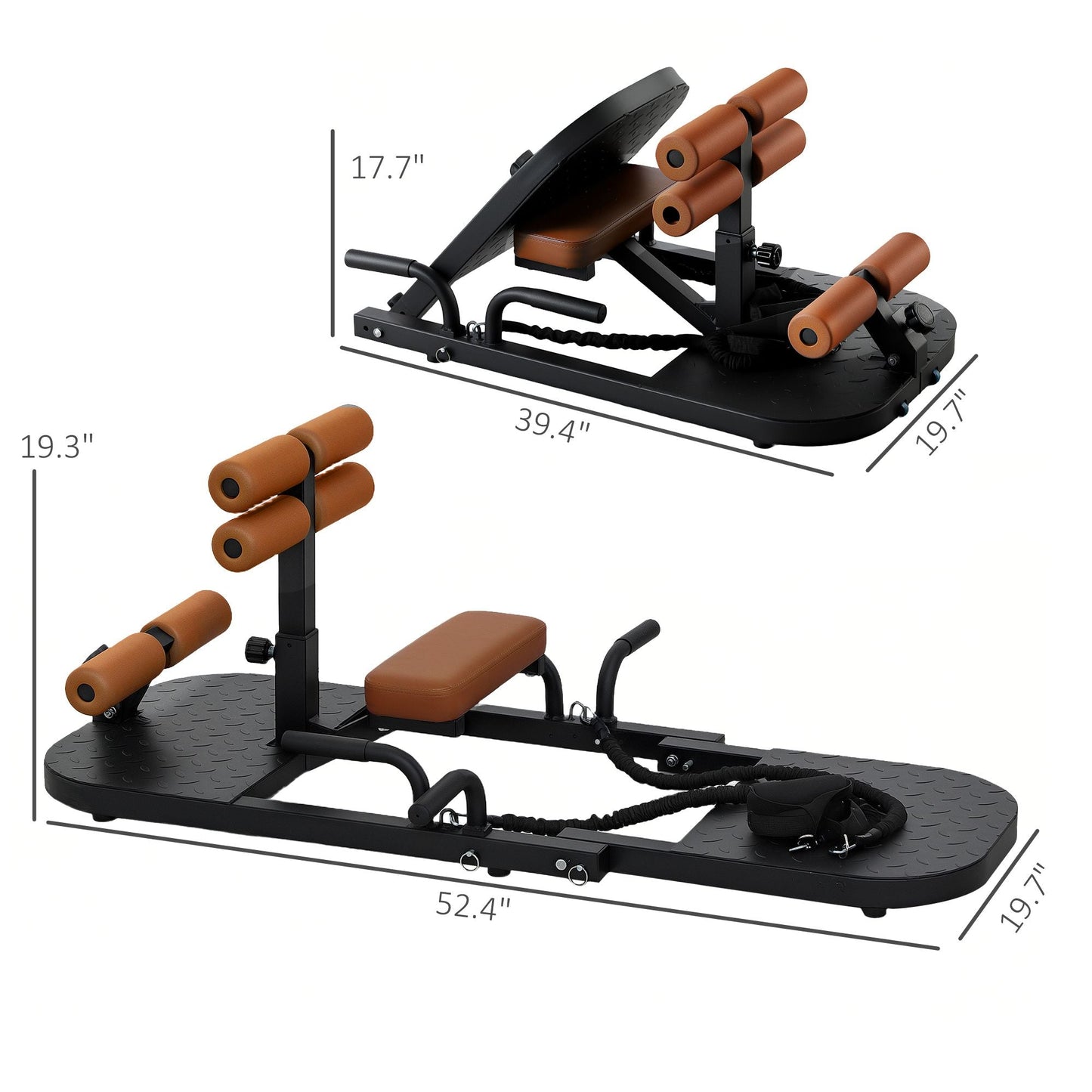 Soozier Foldable Sissy Squat Machine, Hip Thrust Machine with Push Up Stand, Multipurpose Glute Workout Equipment, Black