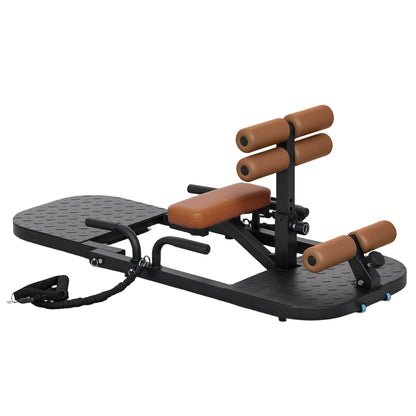 Soozier Foldable Sissy Squat Machine, Hip Thrust Machine with Push Up Stand, Multipurpose Glute Workout Equipment, Black