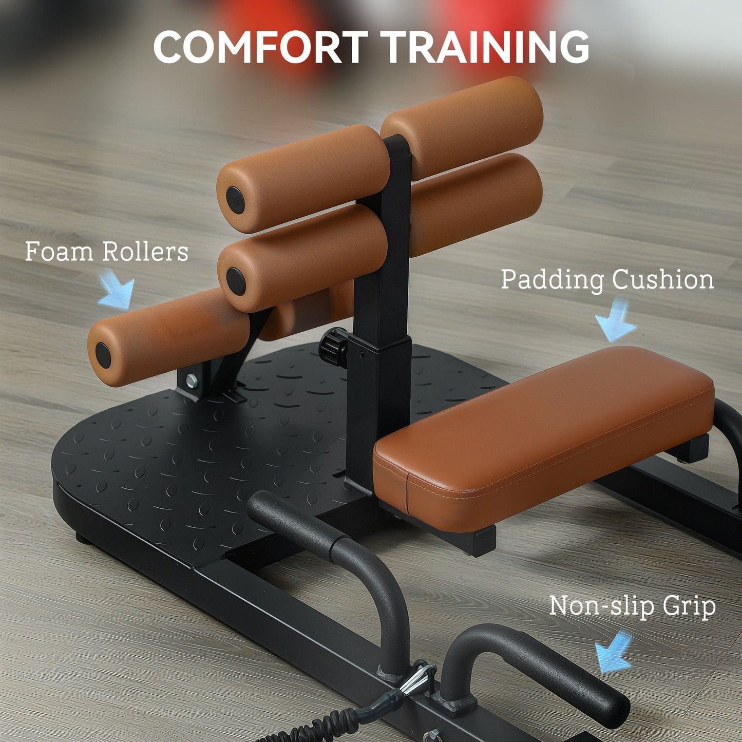 Soozier Foldable Sissy Squat Machine, Hip Thrust Machine with Push Up Stand, Multipurpose Glute Workout Equipment, Black