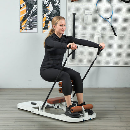 Soozier Foldable Sissy Squat Machine, Hip Thrust Machine with Push Up Stand, Multipurpose Glute Workout Equipment, White