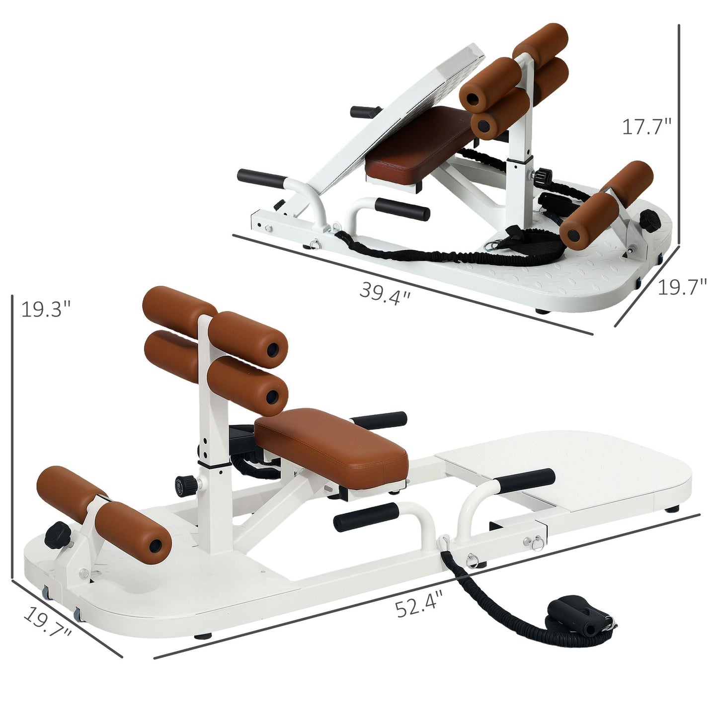 Soozier Foldable Sissy Squat Machine, Hip Thrust Machine with Push Up Stand, Multipurpose Glute Workout Equipment, White
