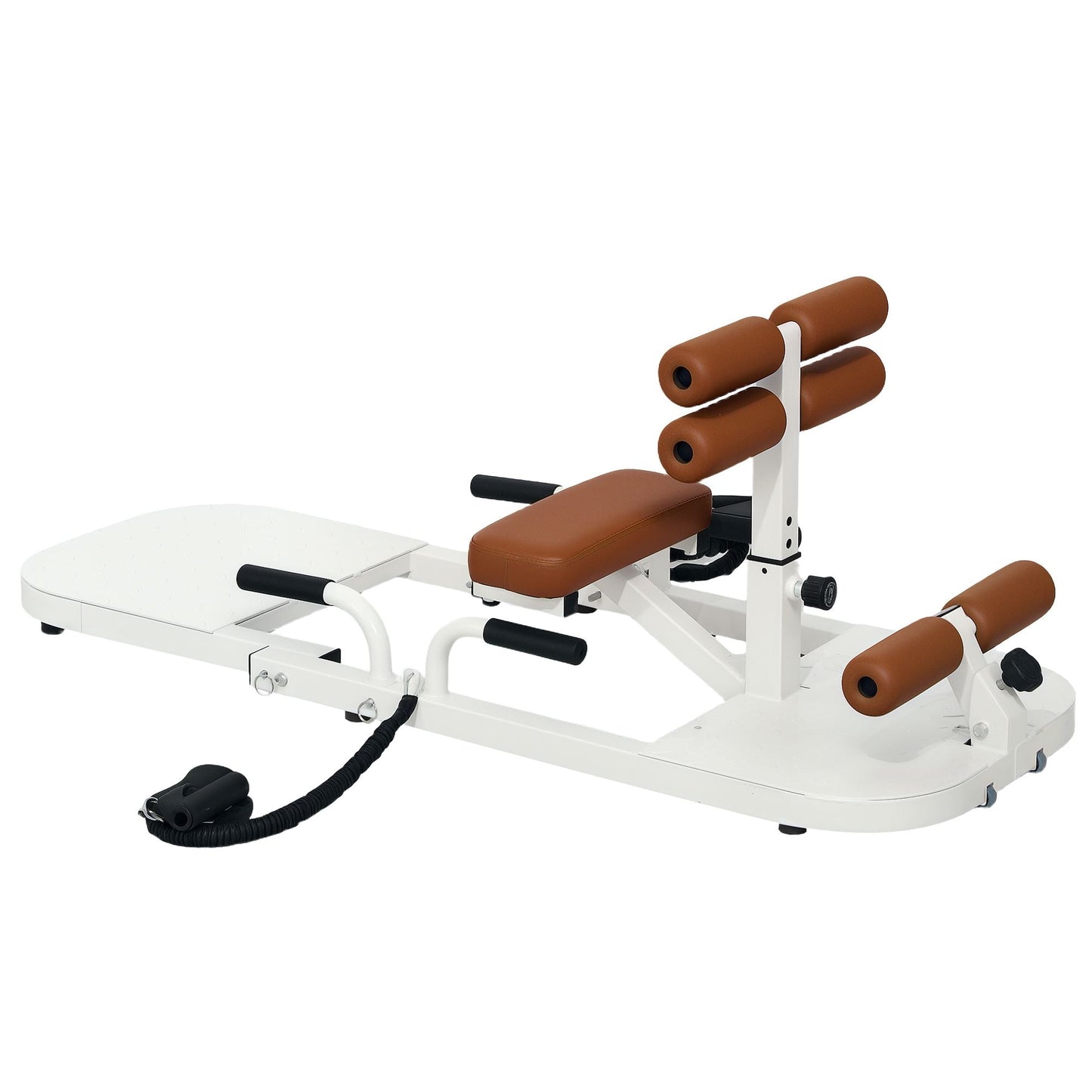 Soozier Foldable Sissy Squat Machine, Hip Thrust Machine with Push Up Stand, Multipurpose Glute Workout Equipment, White